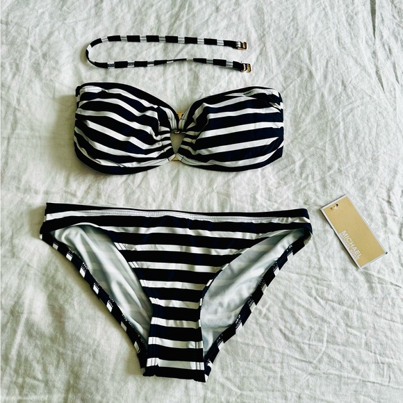 Michael Kors Navy Blue and White Striped Bikini - Picture 4 of 5